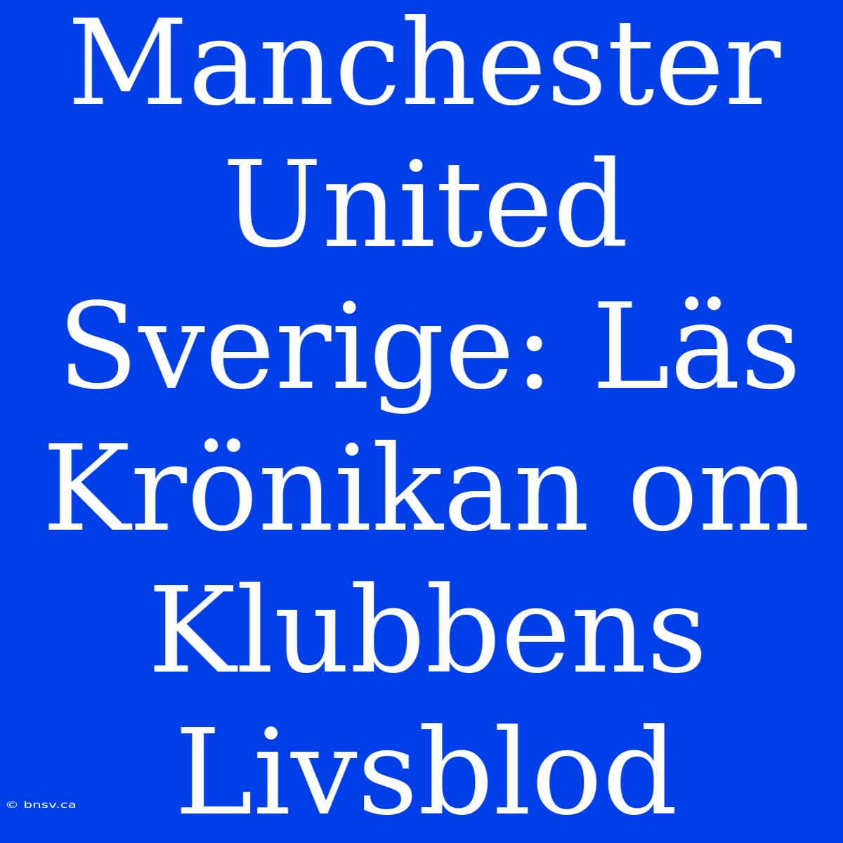 Manchester United Sverige: Läs Krönikan Om Klubbens Livsblod