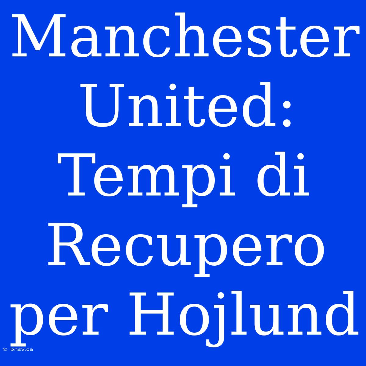 Manchester United: Tempi Di Recupero Per Hojlund