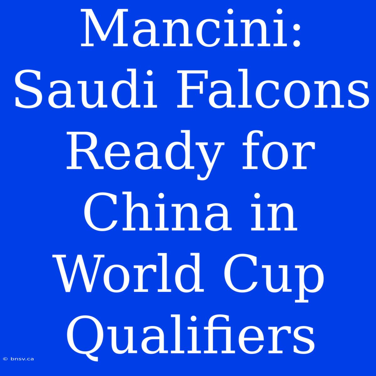 Mancini: Saudi Falcons Ready For China In World Cup Qualifiers