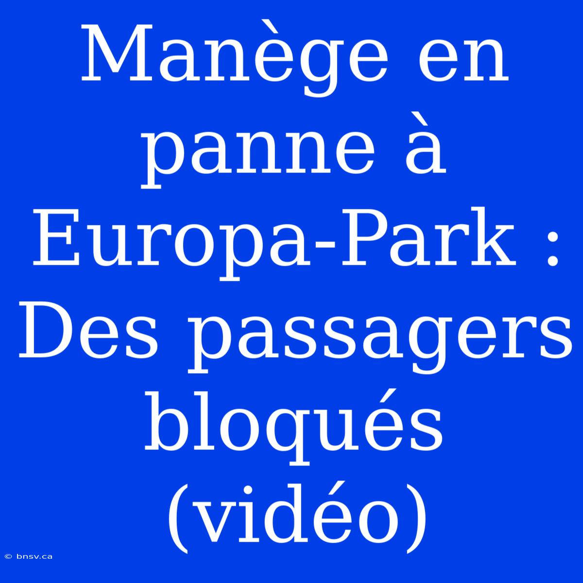 Manège En Panne À Europa-Park : Des Passagers Bloqués (vidéo)