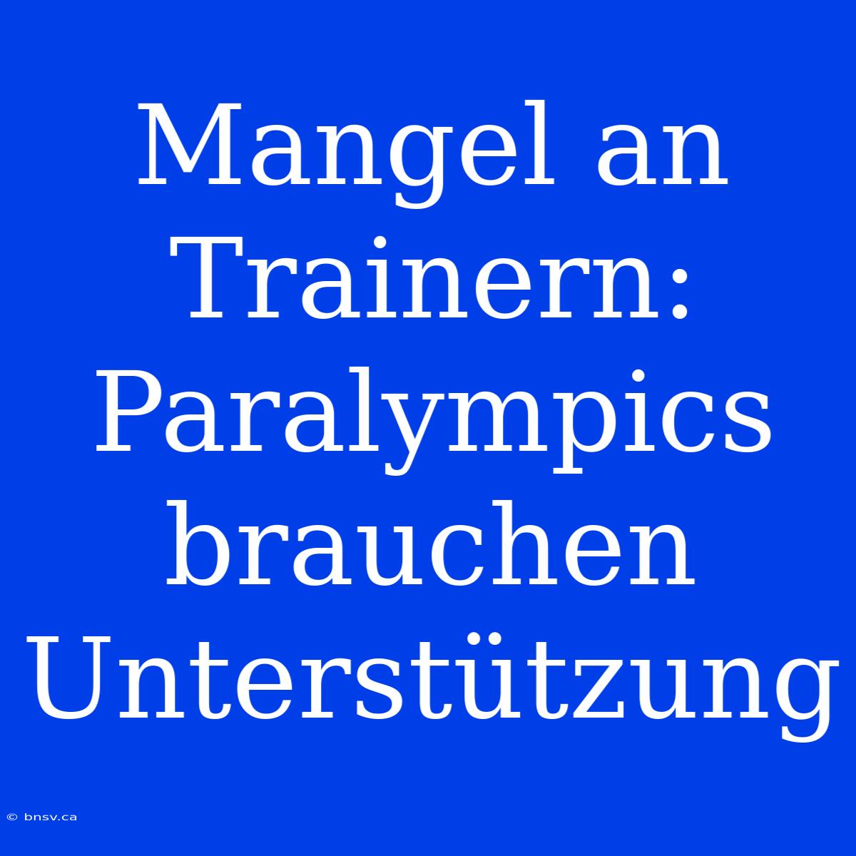 Mangel An Trainern: Paralympics Brauchen Unterstützung