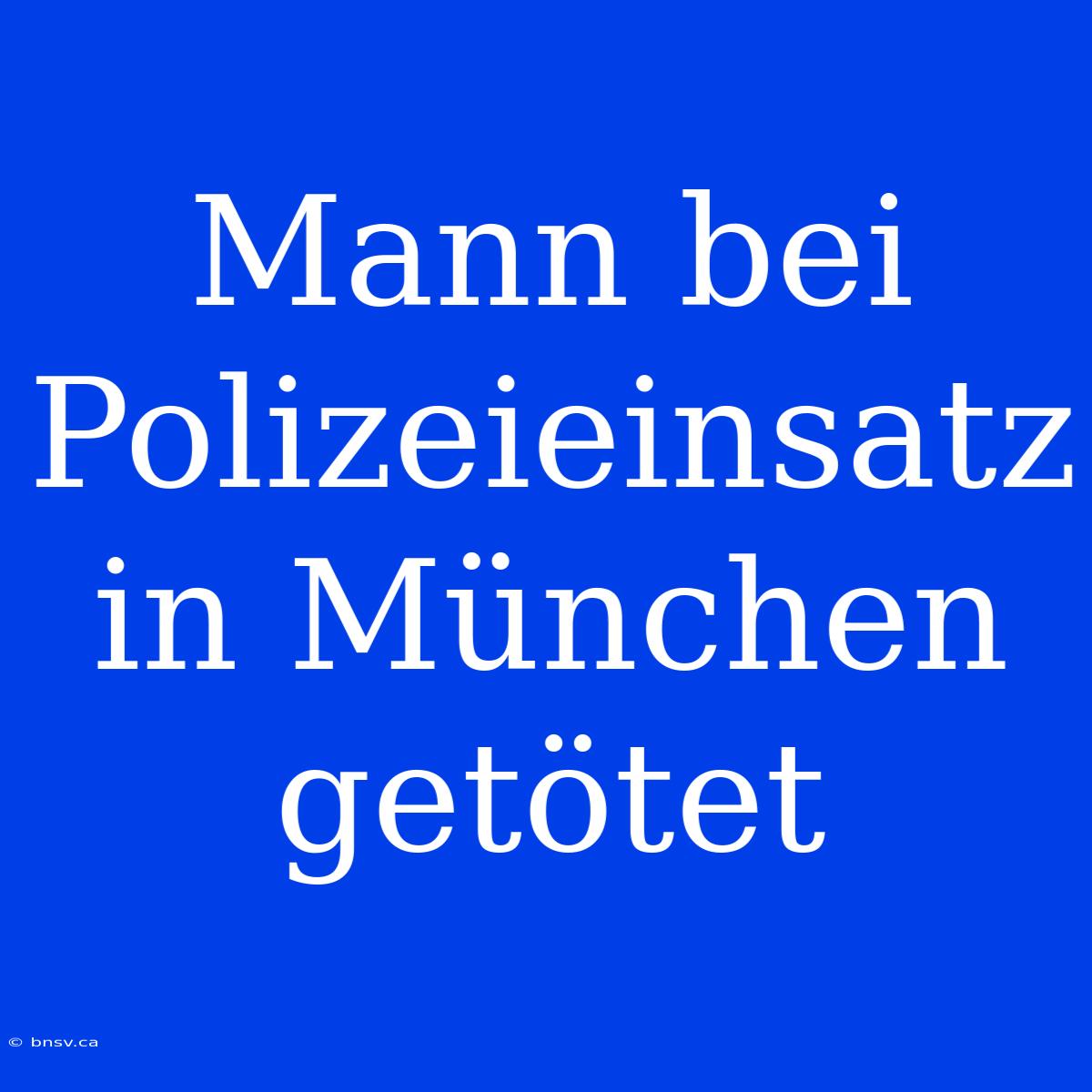 Mann Bei Polizeieinsatz In München Getötet