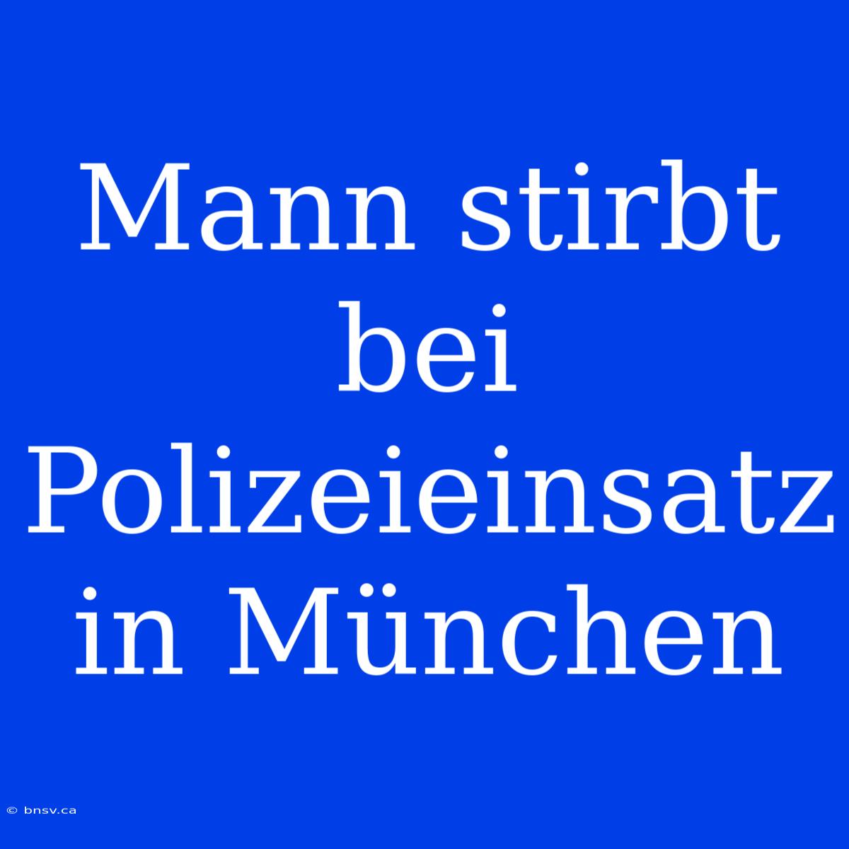 Mann Stirbt Bei Polizeieinsatz In München