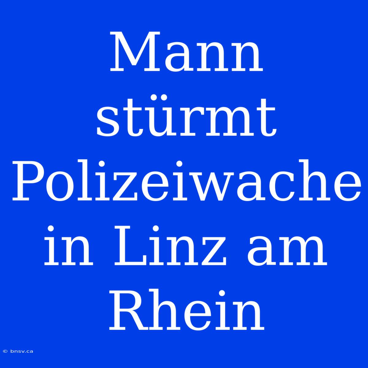 Mann Stürmt Polizeiwache In Linz Am Rhein