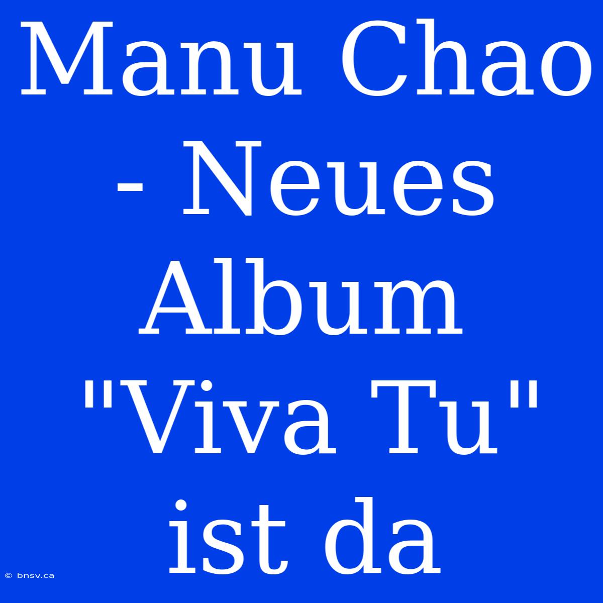 Manu Chao - Neues Album 