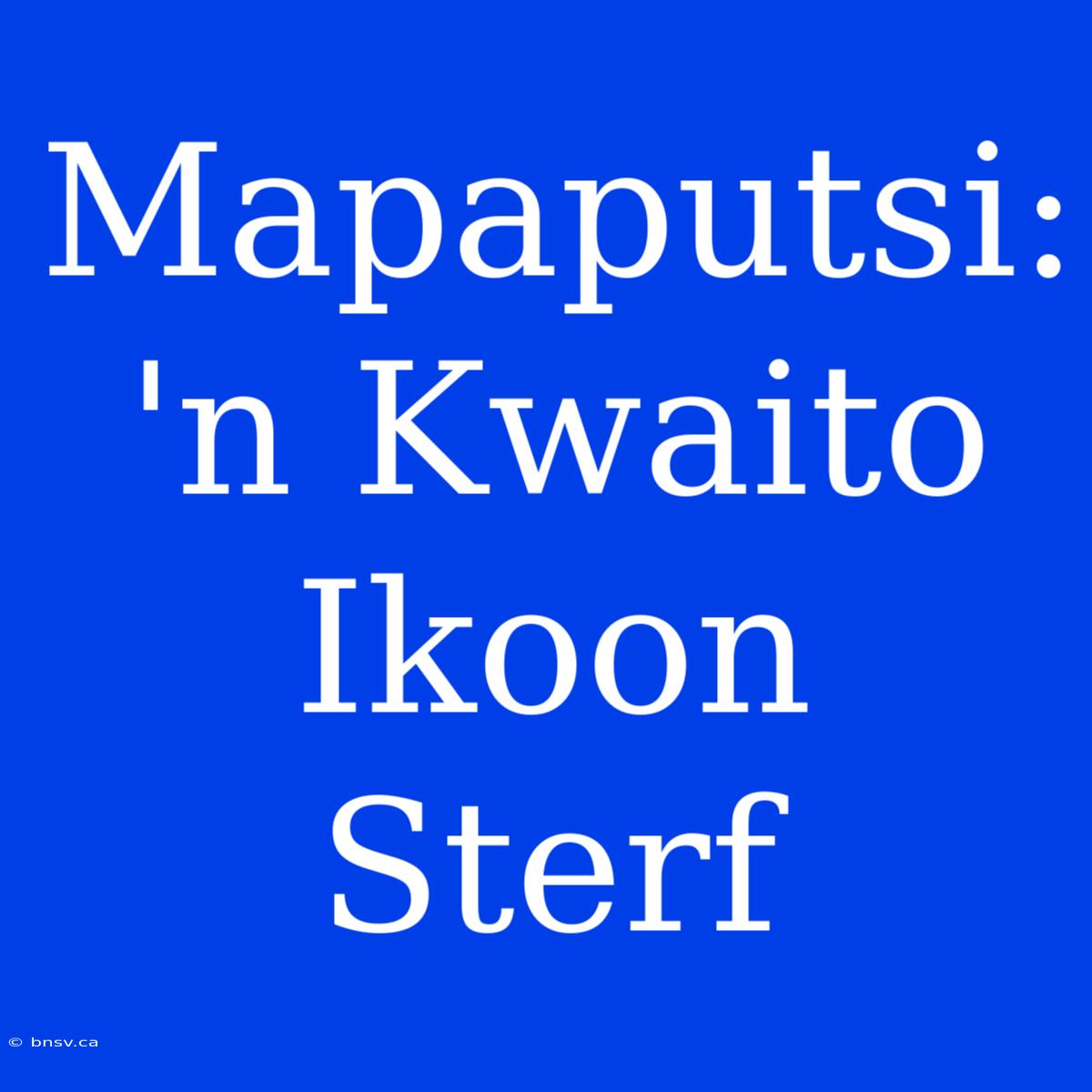 Mapaputsi: 'n Kwaito Ikoon Sterf