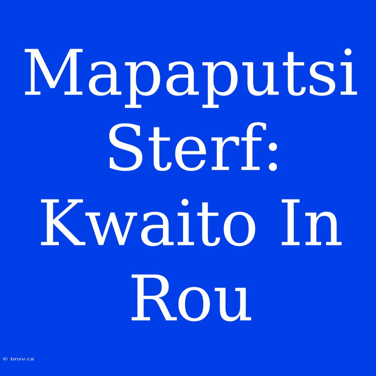 Mapaputsi Sterf: Kwaito In Rou