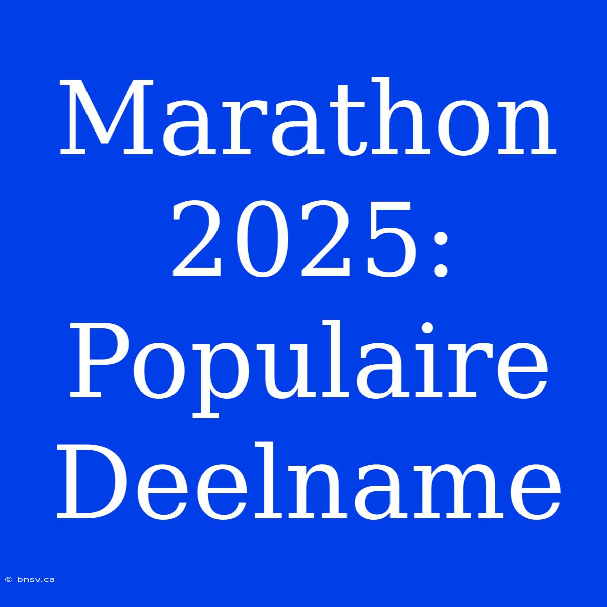 Marathon 2025: Populaire Deelname