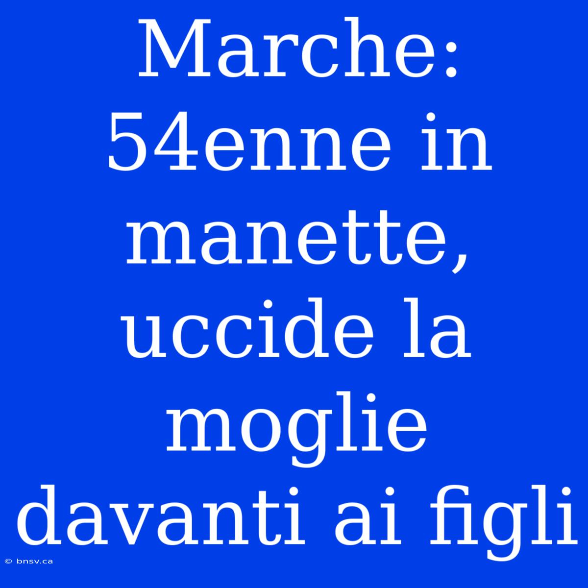 Marche: 54enne In Manette, Uccide La Moglie Davanti Ai Figli