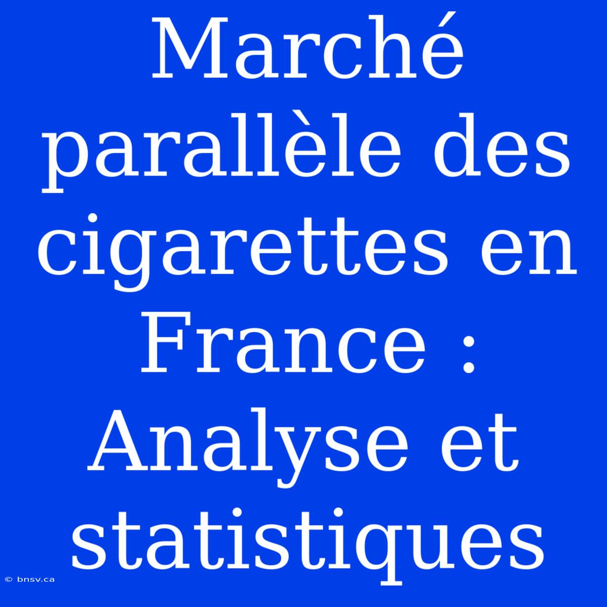 Marché Parallèle Des Cigarettes En France : Analyse Et Statistiques