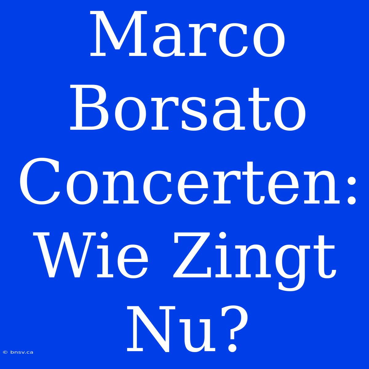 Marco Borsato Concerten: Wie Zingt Nu?