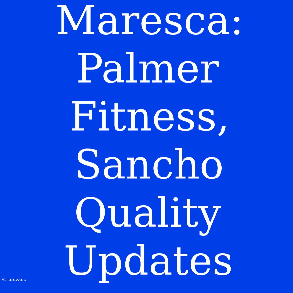 Maresca: Palmer Fitness, Sancho Quality Updates