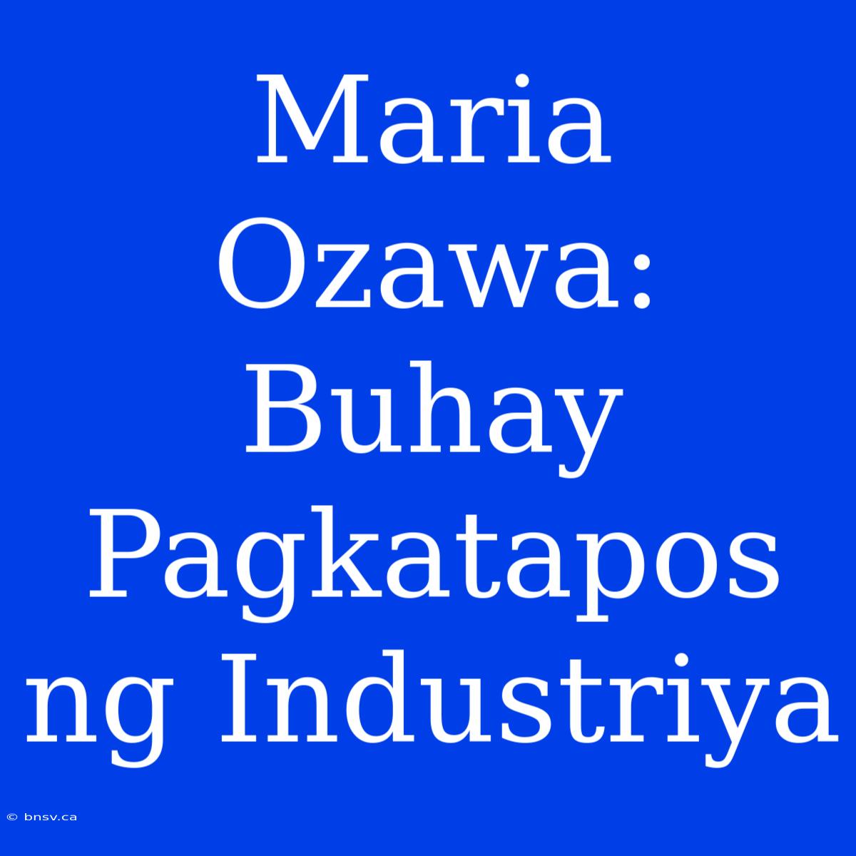 Maria Ozawa: Buhay Pagkatapos Ng Industriya