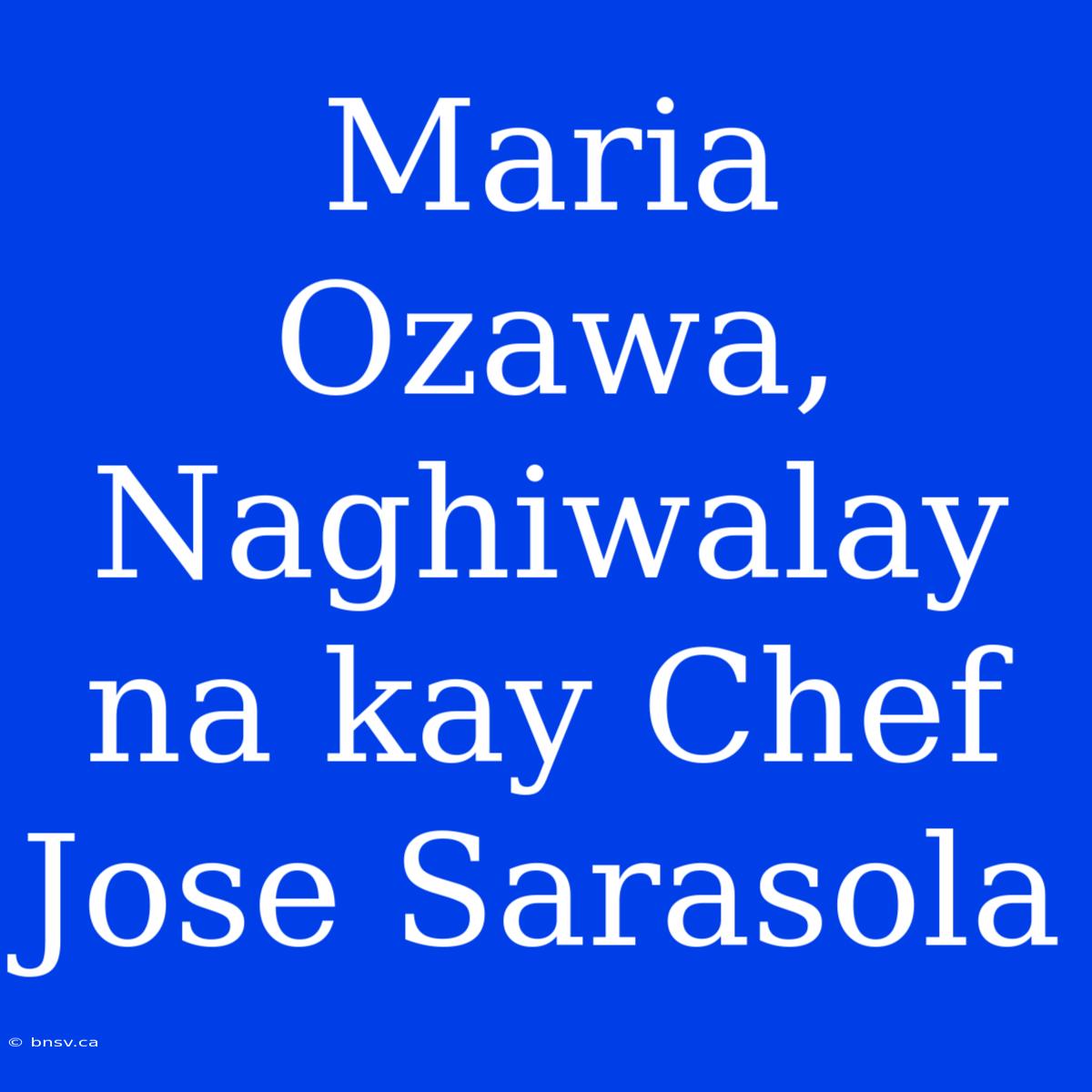 Maria Ozawa, Naghiwalay Na Kay Chef Jose Sarasola