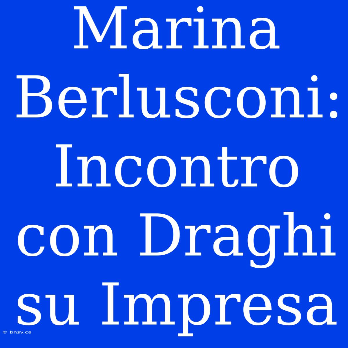 Marina Berlusconi: Incontro Con Draghi Su Impresa