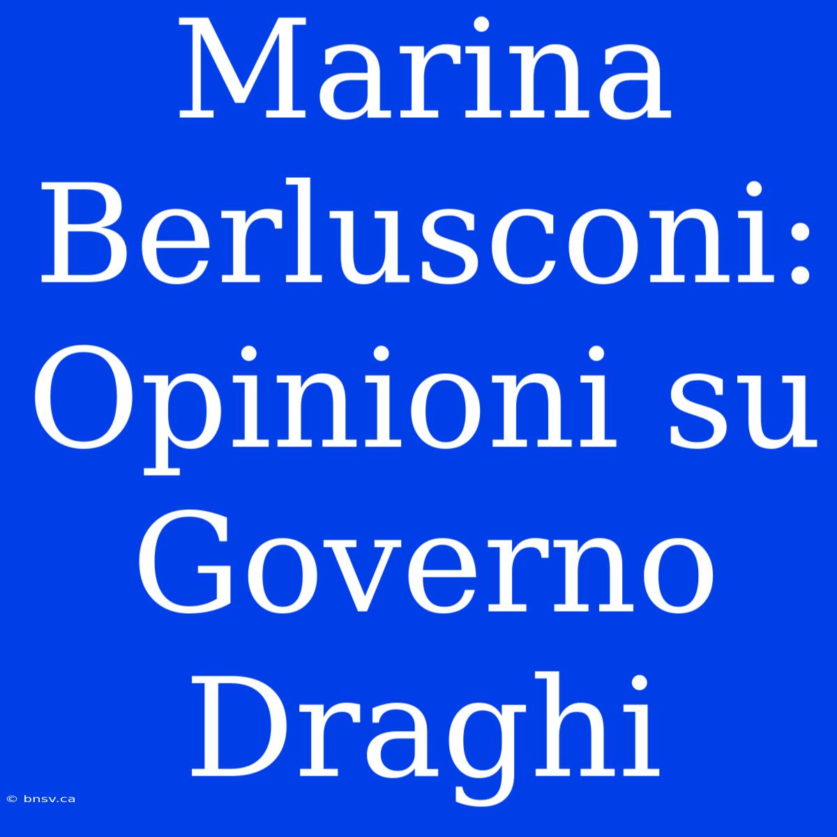 Marina Berlusconi: Opinioni Su Governo Draghi