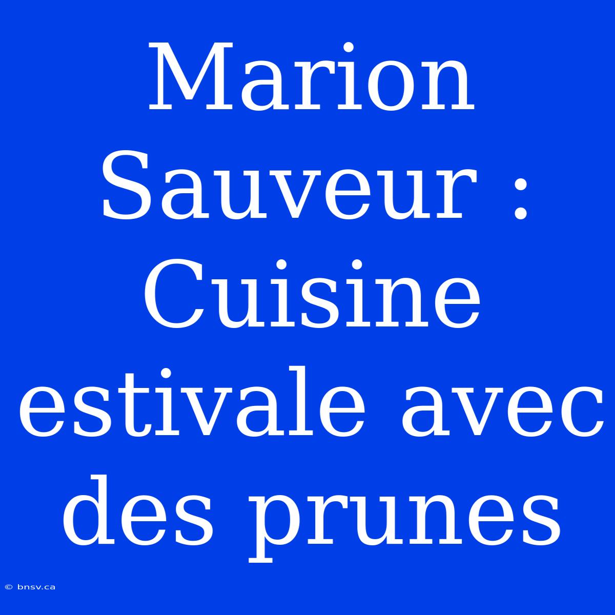 Marion Sauveur : Cuisine Estivale Avec Des Prunes