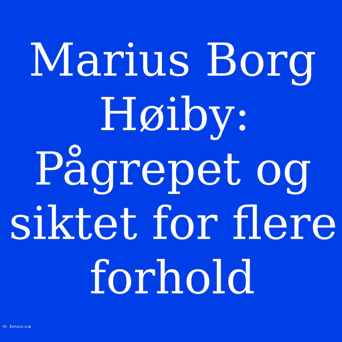 Marius Borg Høiby: Pågrepet Og Siktet For Flere Forhold