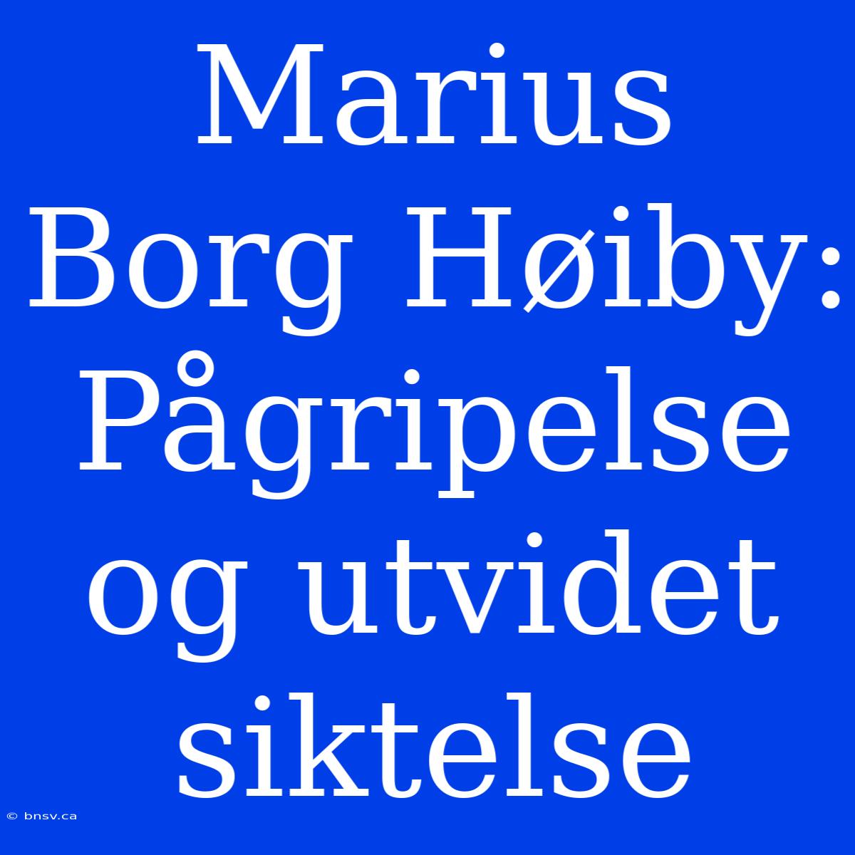 Marius Borg Høiby: Pågripelse Og Utvidet Siktelse