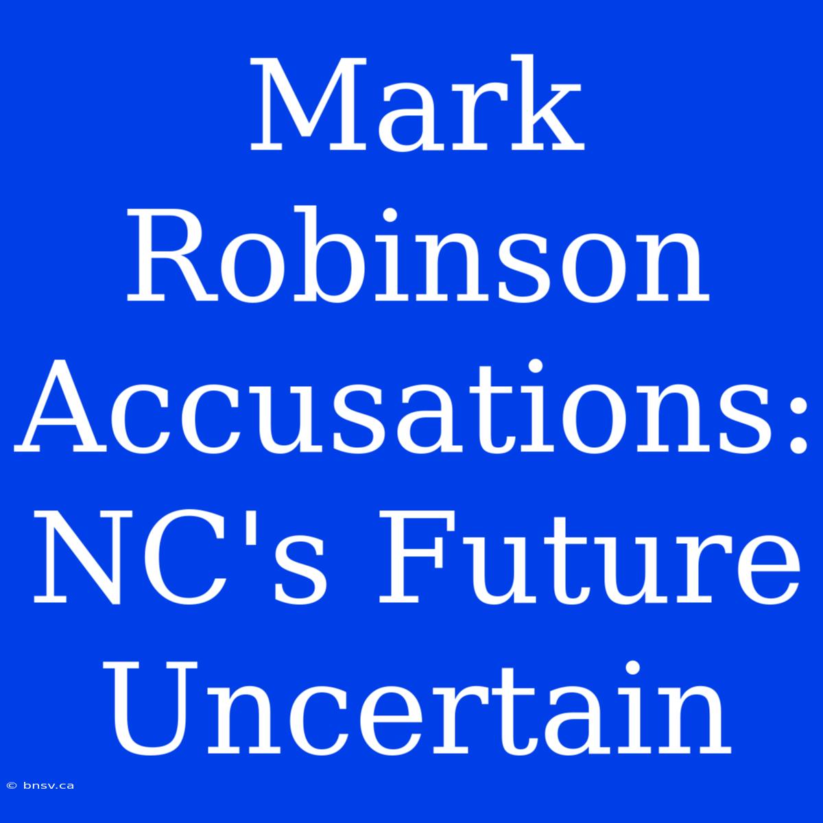 Mark Robinson Accusations:  NC's Future Uncertain