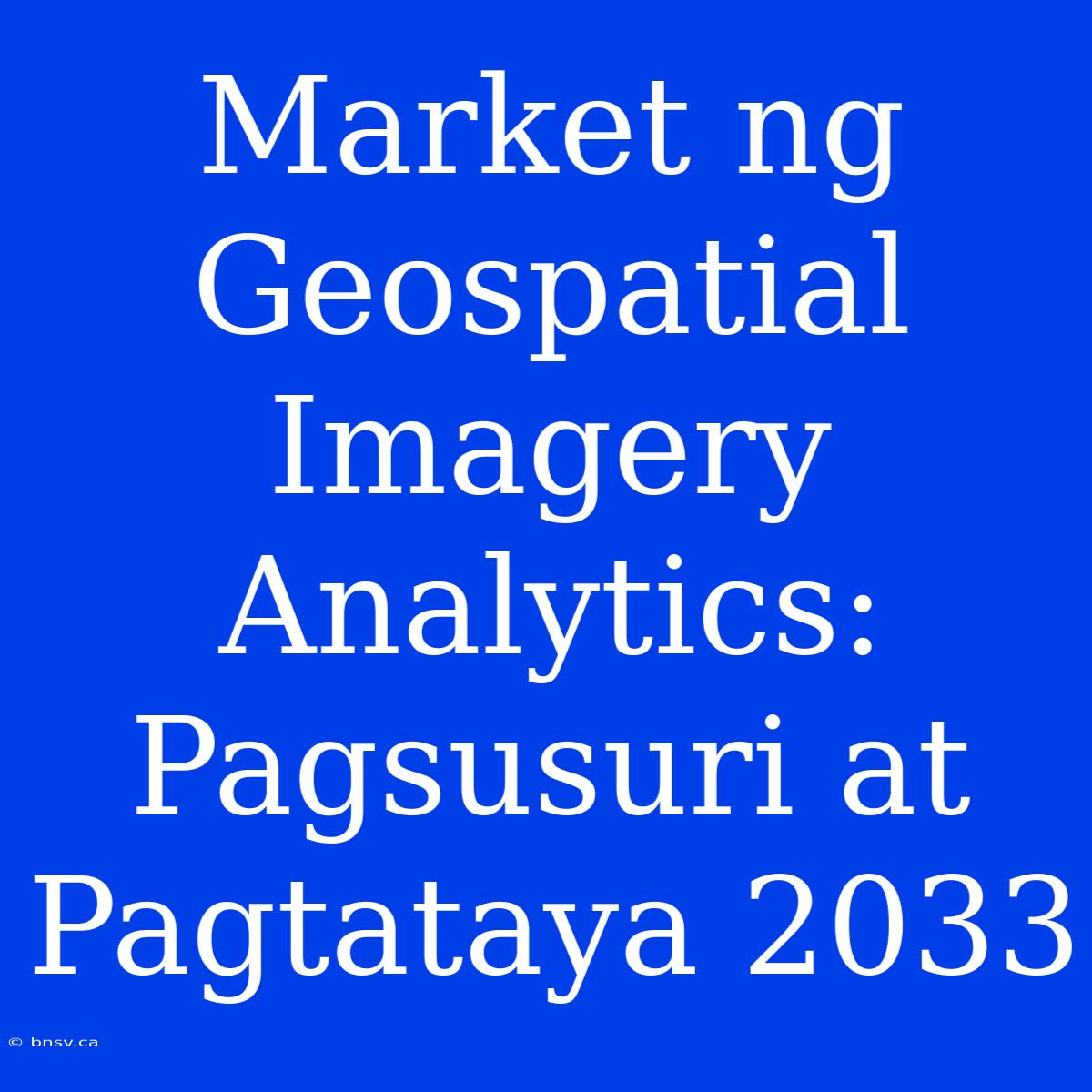 Market Ng Geospatial Imagery Analytics: Pagsusuri At Pagtataya 2033