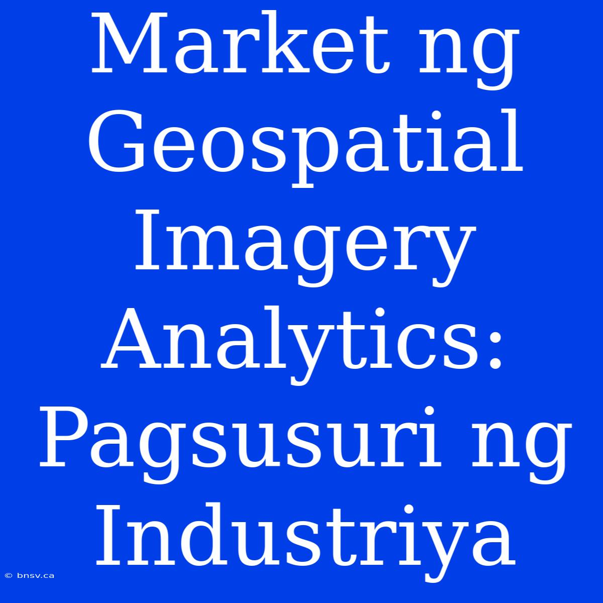 Market Ng Geospatial Imagery Analytics: Pagsusuri Ng Industriya