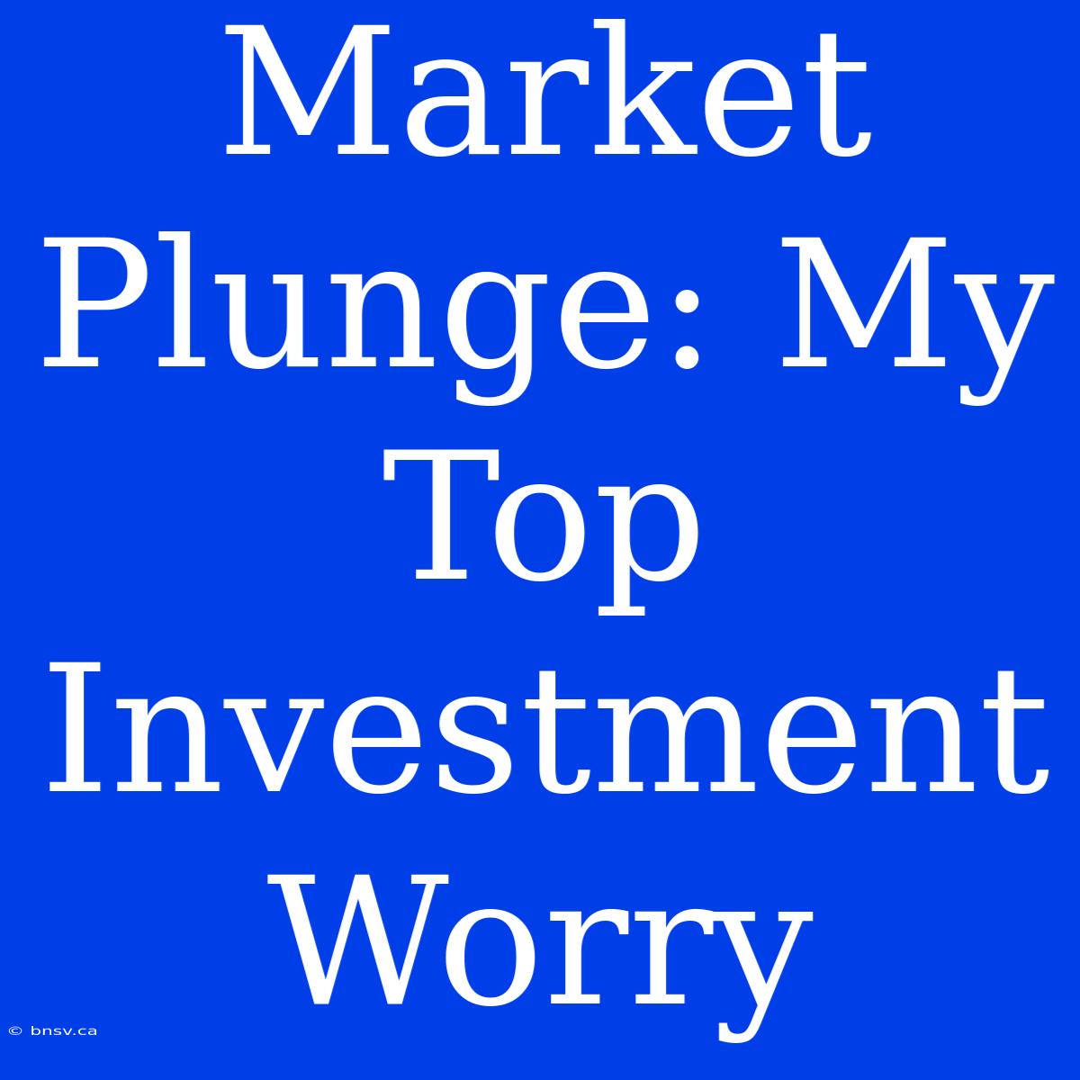 Market Plunge: My Top Investment Worry