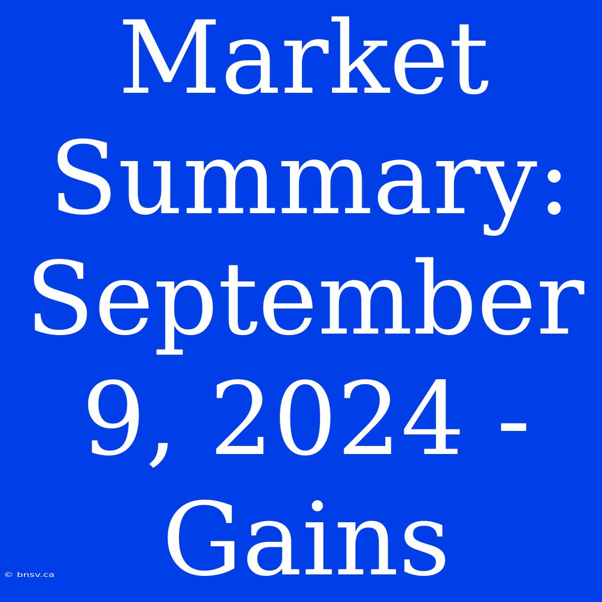 Market Summary: September 9, 2024 - Gains