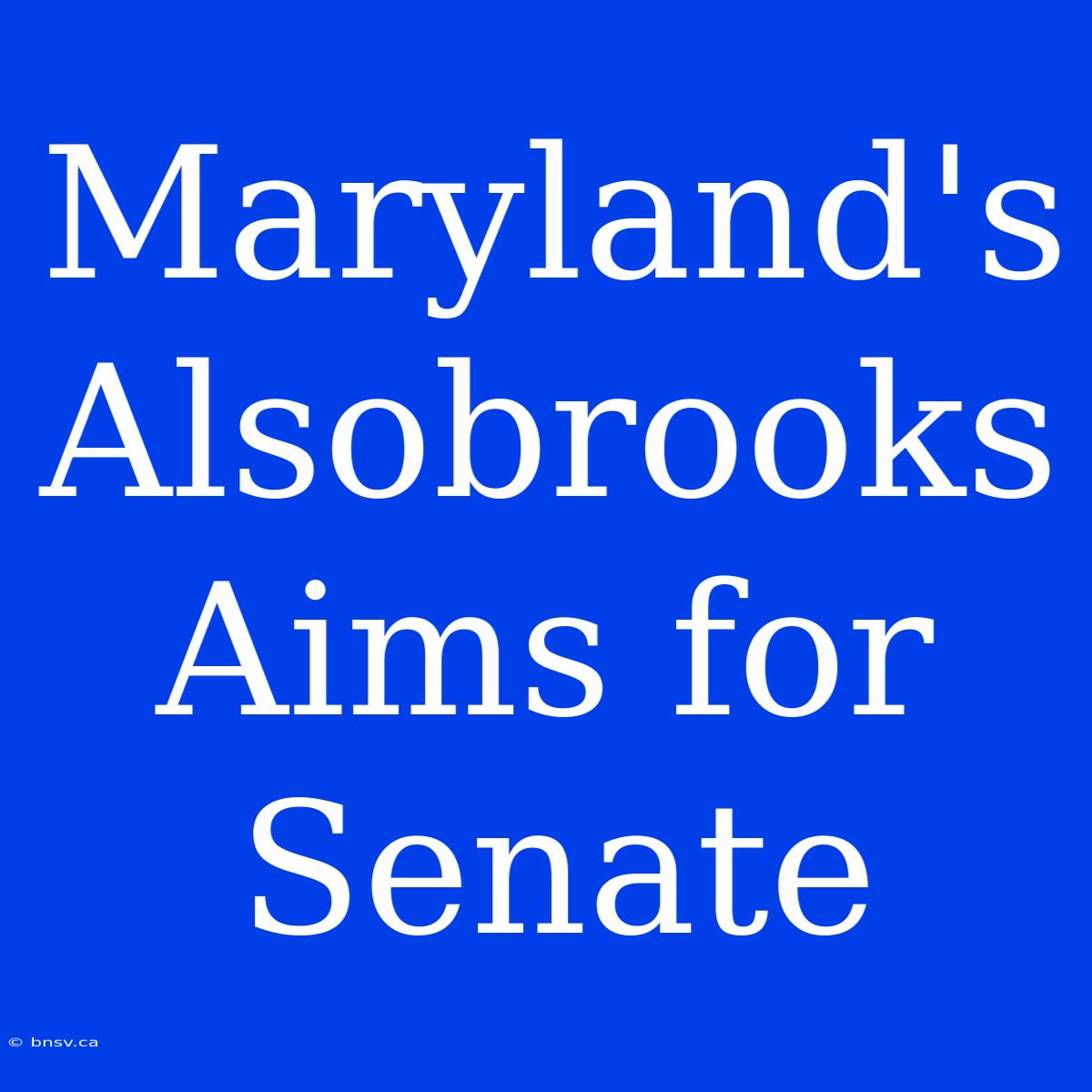 Maryland's Alsobrooks Aims For Senate