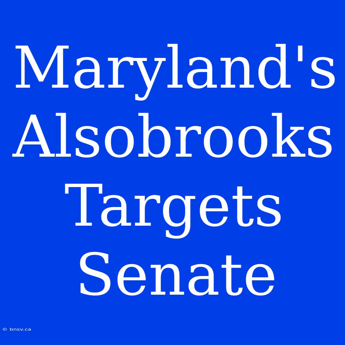 Maryland's Alsobrooks Targets Senate