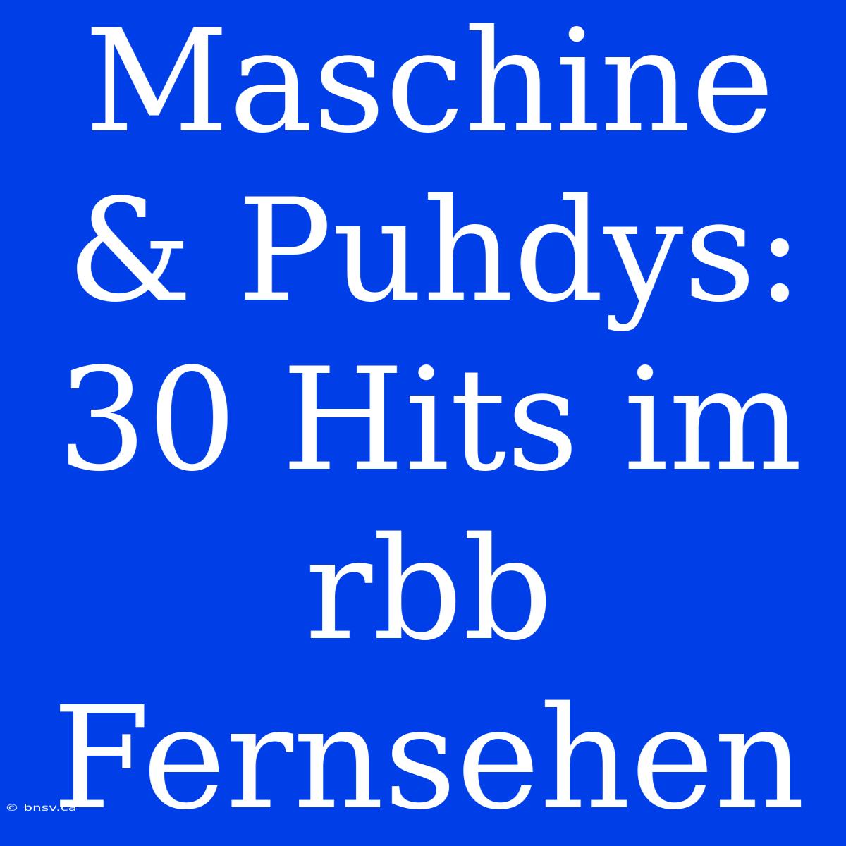 Maschine & Puhdys: 30 Hits Im Rbb Fernsehen