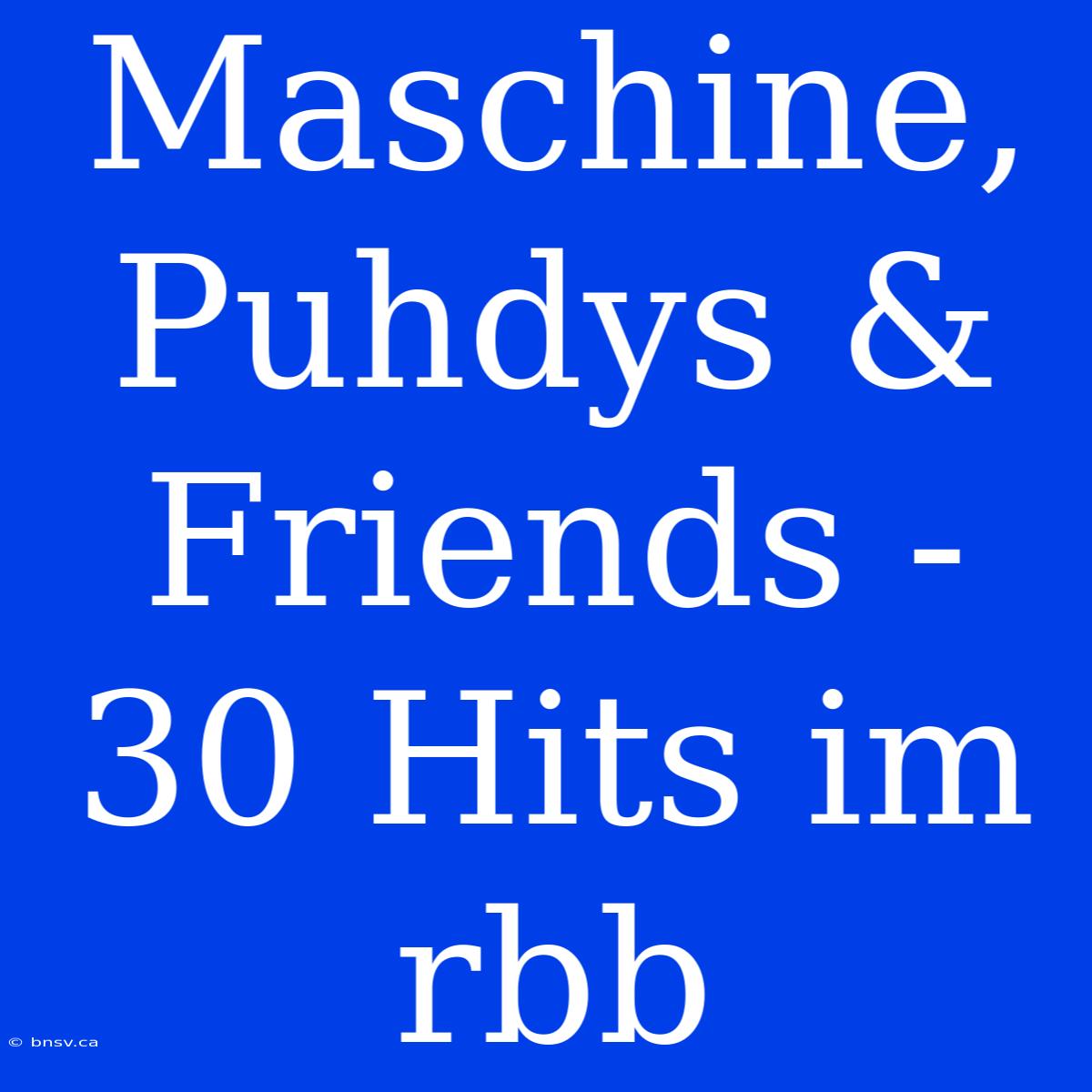 Maschine, Puhdys & Friends - 30 Hits Im Rbb