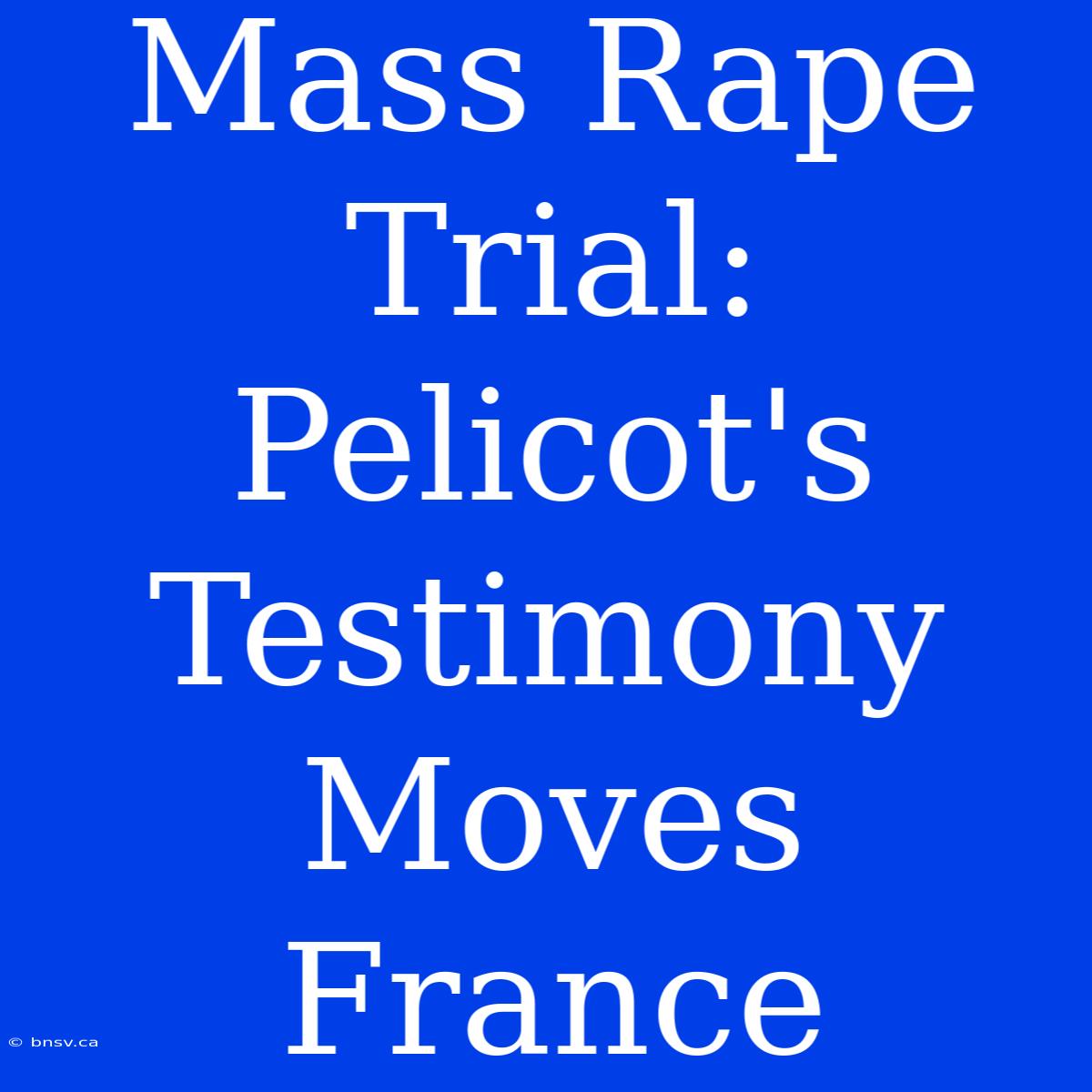 Mass Rape Trial: Pelicot's Testimony Moves France