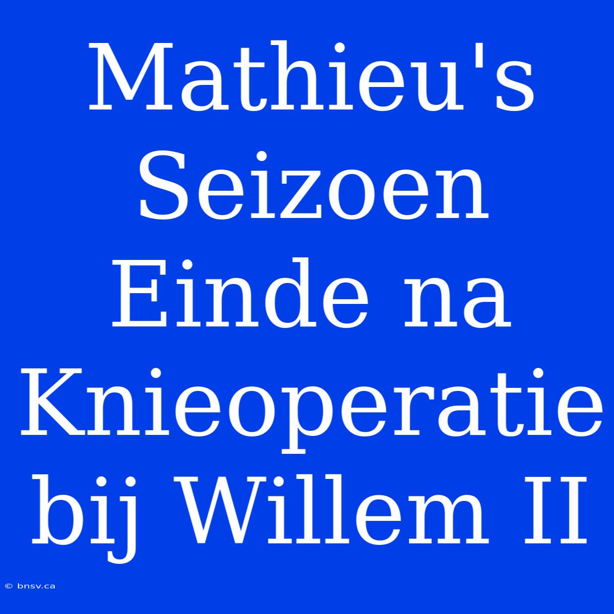 Mathieu's Seizoen Einde Na Knieoperatie Bij Willem II