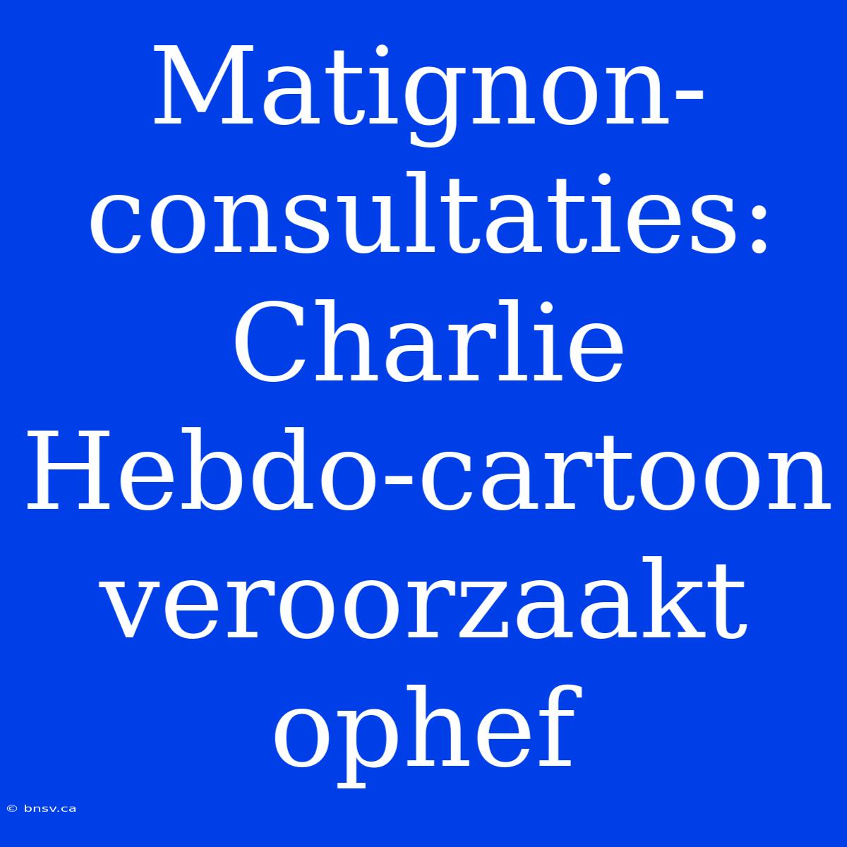 Matignon-consultaties: Charlie Hebdo-cartoon Veroorzaakt Ophef