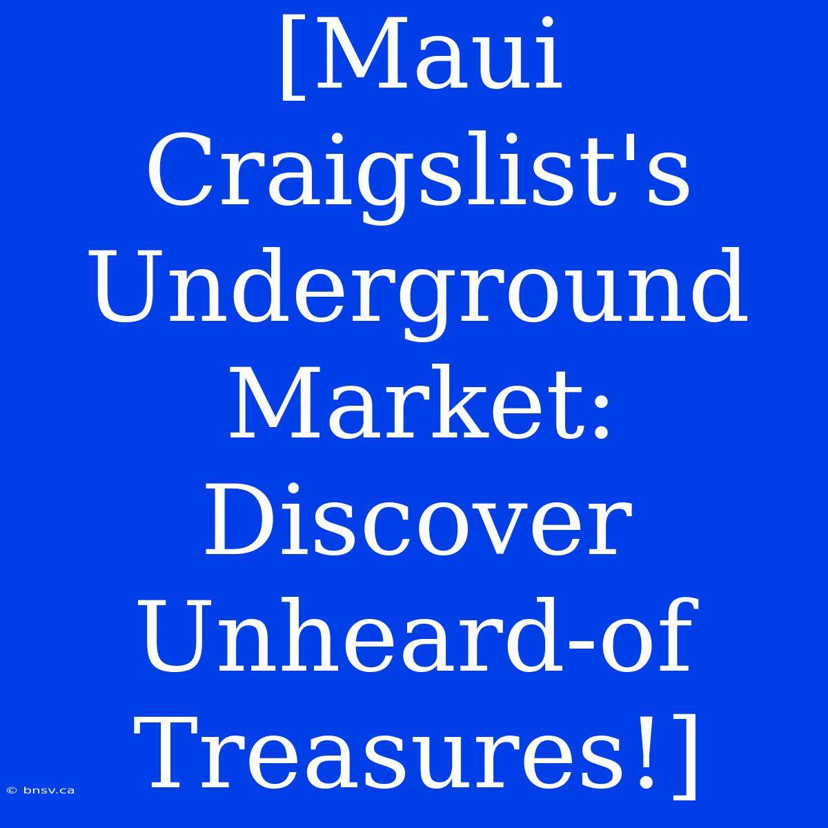 [Maui Craigslist's Underground Market: Discover Unheard-of Treasures!]