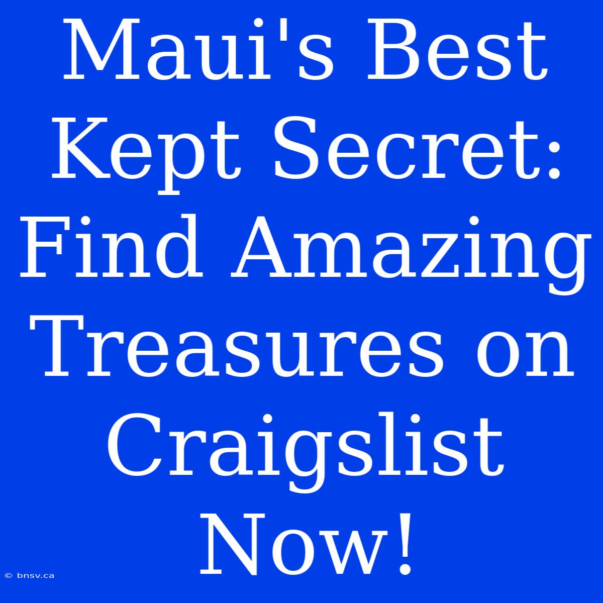 Maui's Best Kept Secret: Find Amazing Treasures On Craigslist Now!