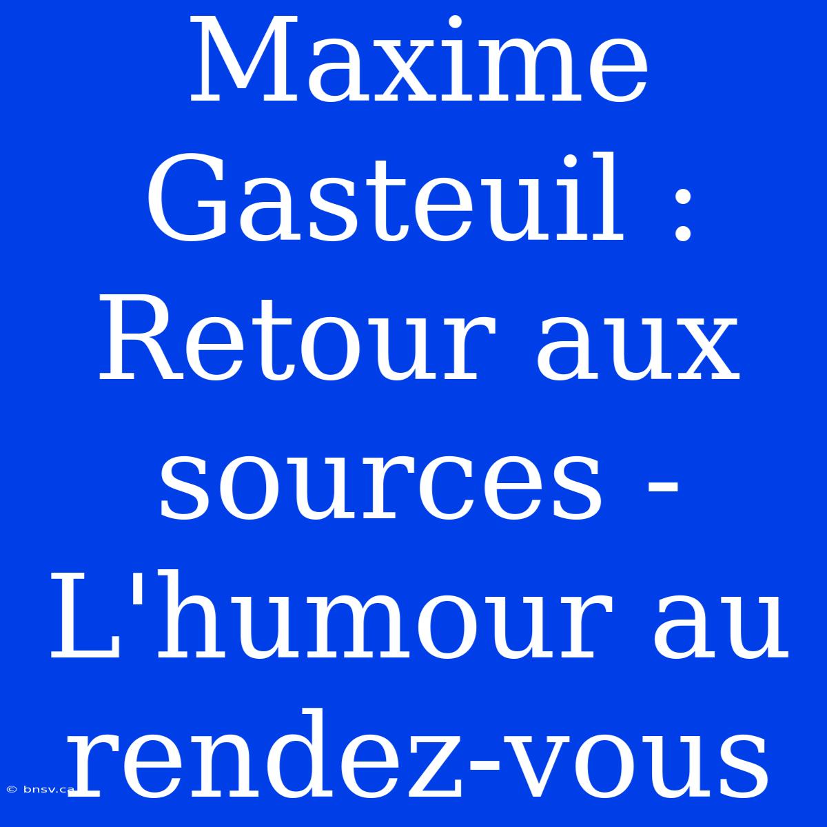 Maxime Gasteuil : Retour Aux Sources - L'humour Au Rendez-vous