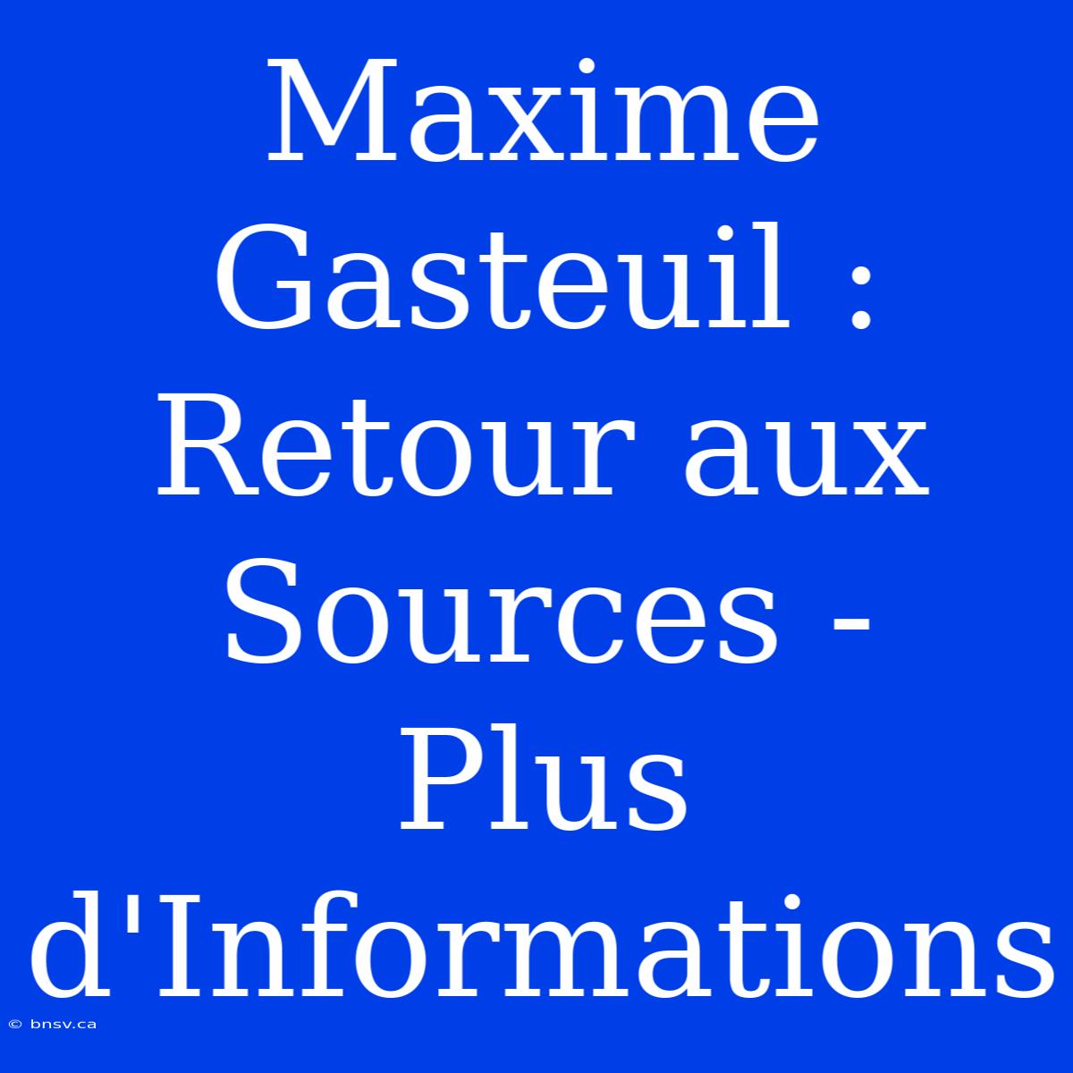 Maxime Gasteuil : Retour Aux Sources -  Plus D'Informations