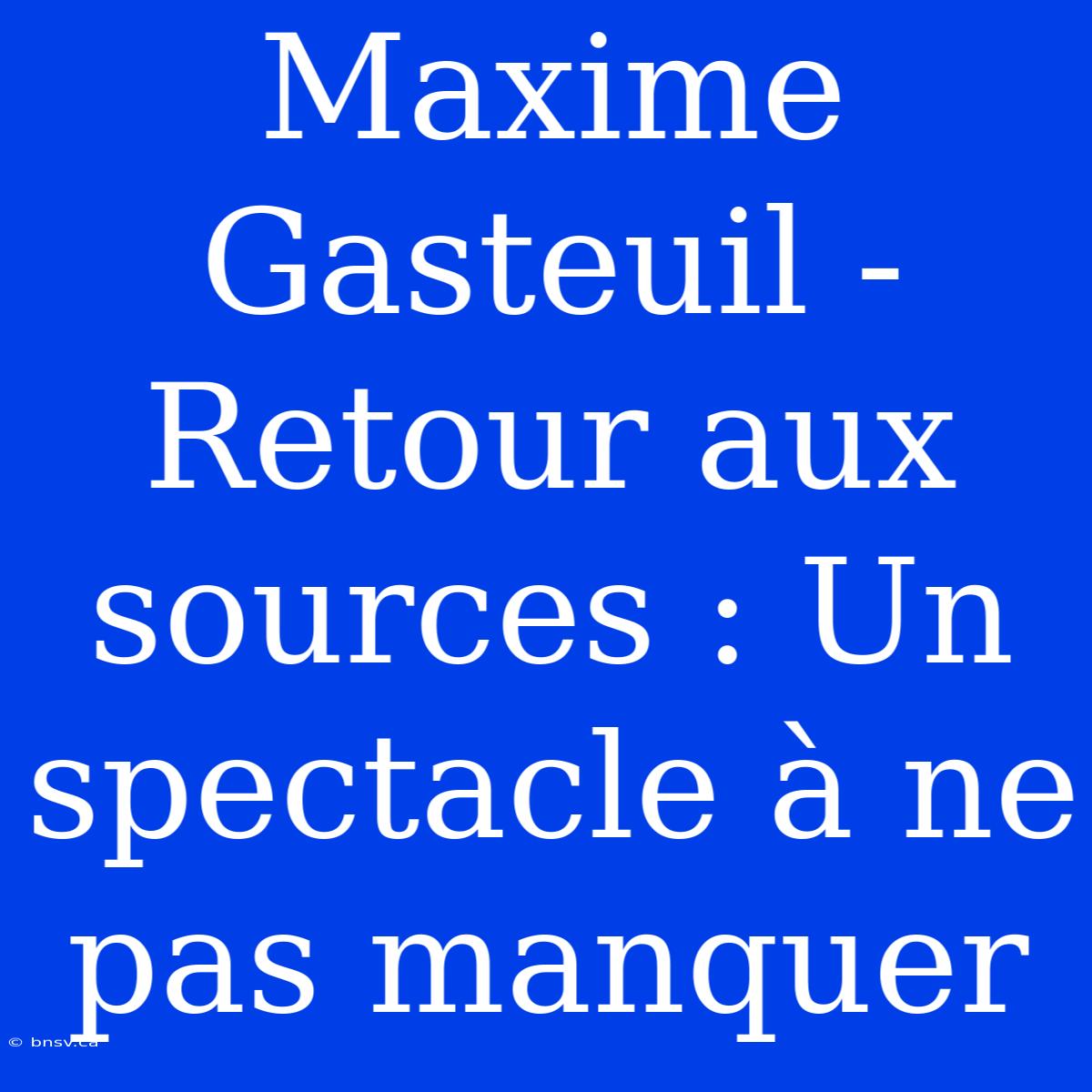 Maxime Gasteuil - Retour Aux Sources : Un Spectacle À Ne Pas Manquer