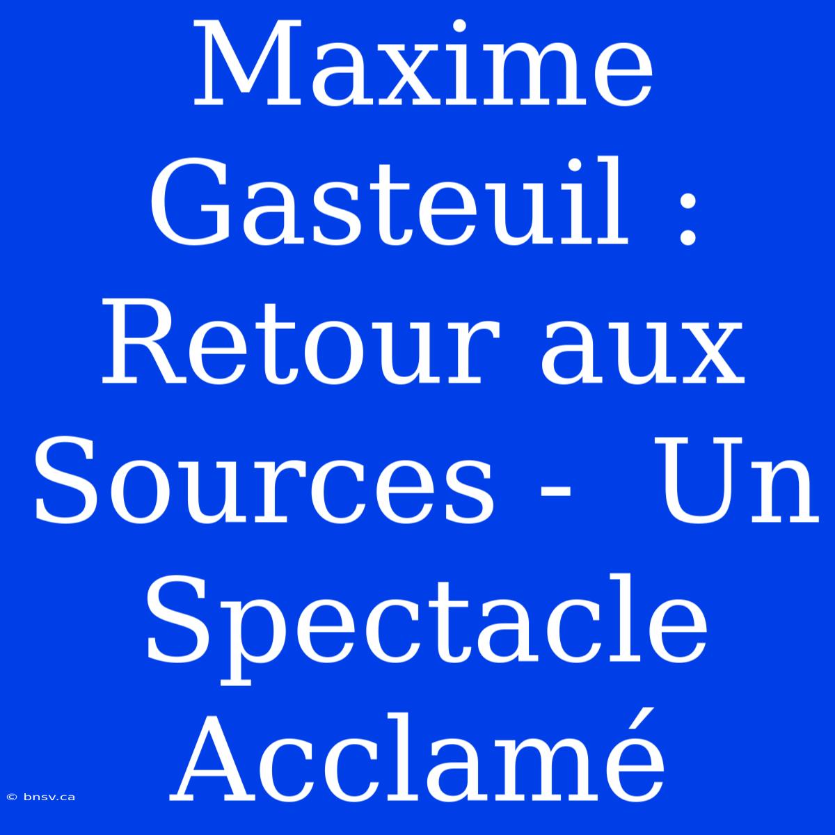 Maxime Gasteuil : Retour Aux Sources -  Un Spectacle Acclamé