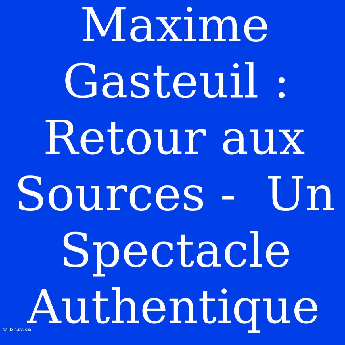 Maxime Gasteuil : Retour Aux Sources -  Un Spectacle Authentique