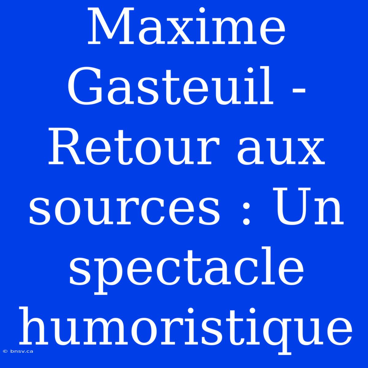 Maxime Gasteuil - Retour Aux Sources : Un Spectacle Humoristique