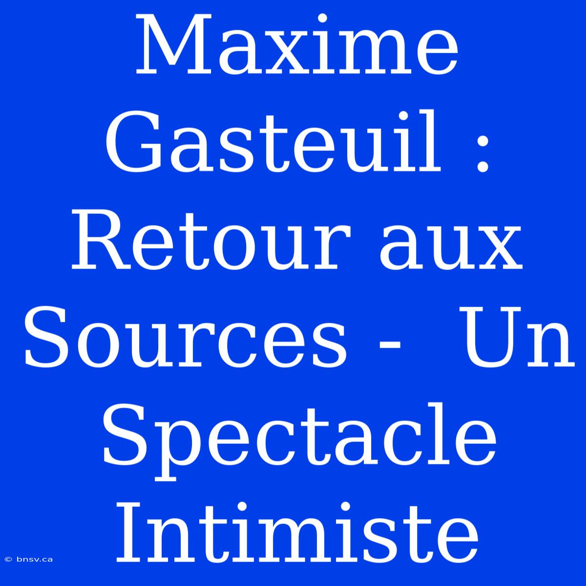 Maxime Gasteuil : Retour Aux Sources -  Un Spectacle Intimiste