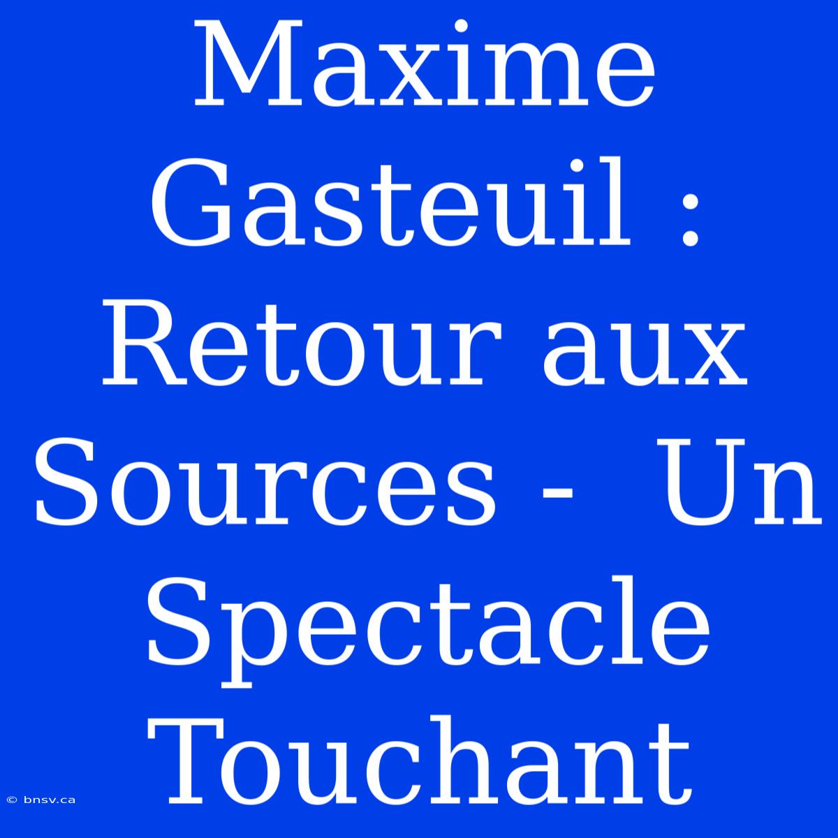 Maxime Gasteuil : Retour Aux Sources -  Un Spectacle Touchant