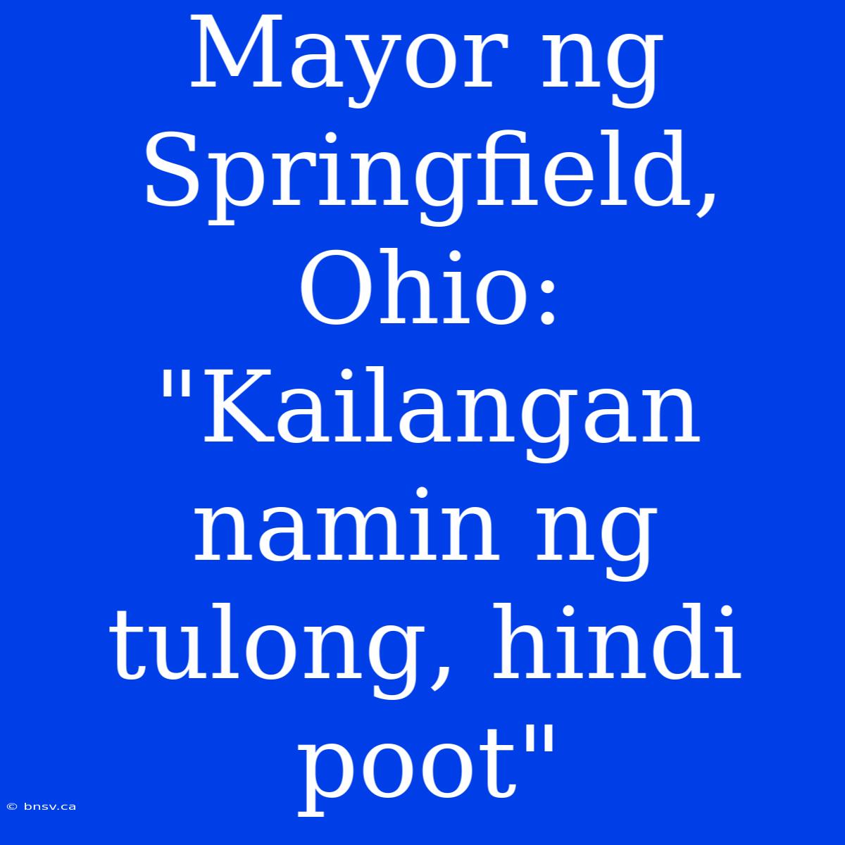 Mayor Ng Springfield, Ohio: 