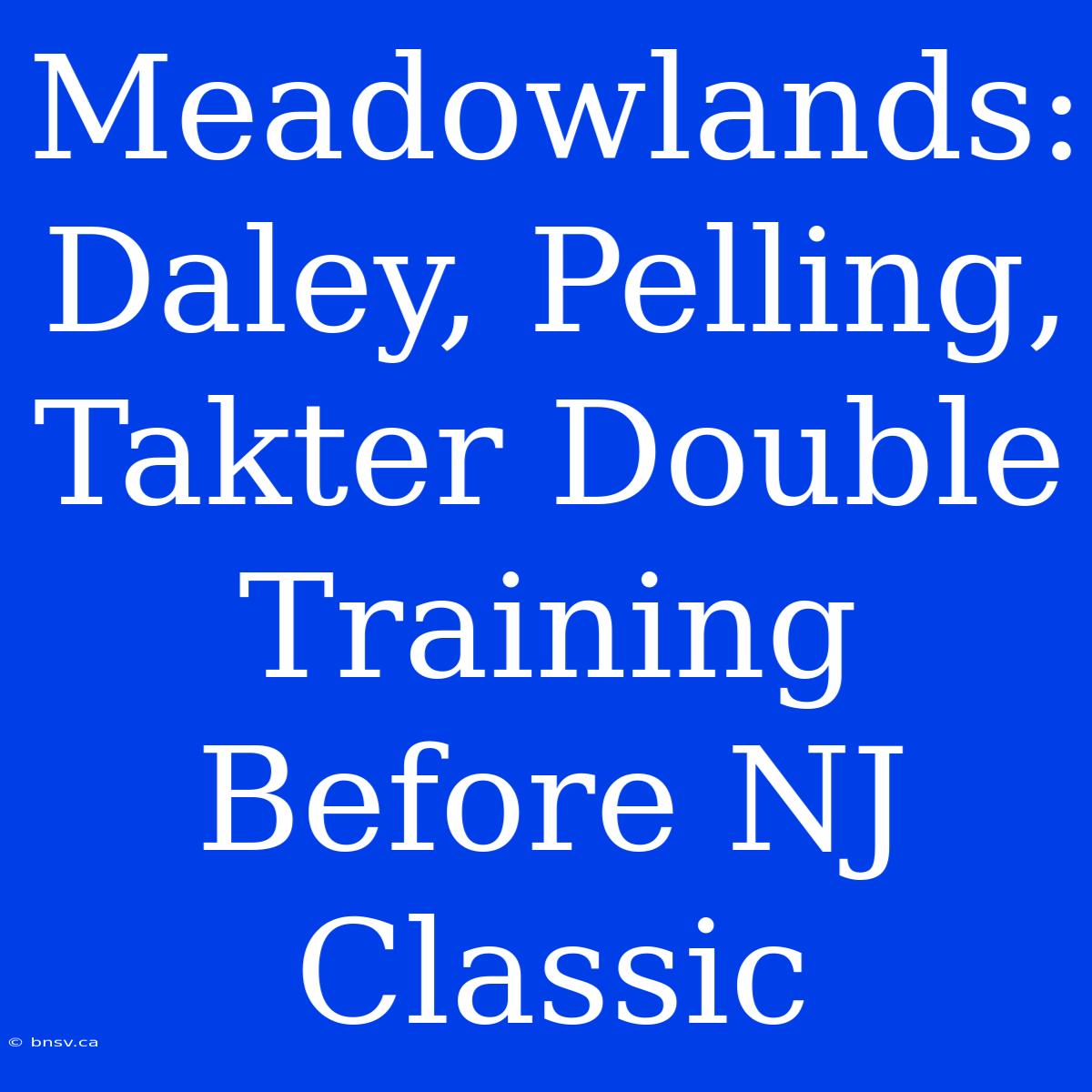 Meadowlands: Daley, Pelling, Takter Double Training Before NJ Classic