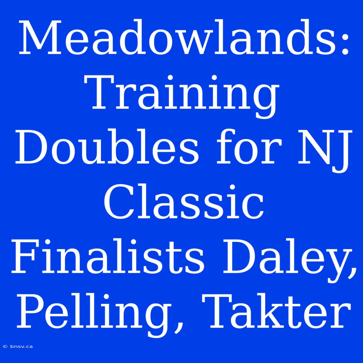 Meadowlands:  Training Doubles For NJ Classic Finalists Daley, Pelling, Takter