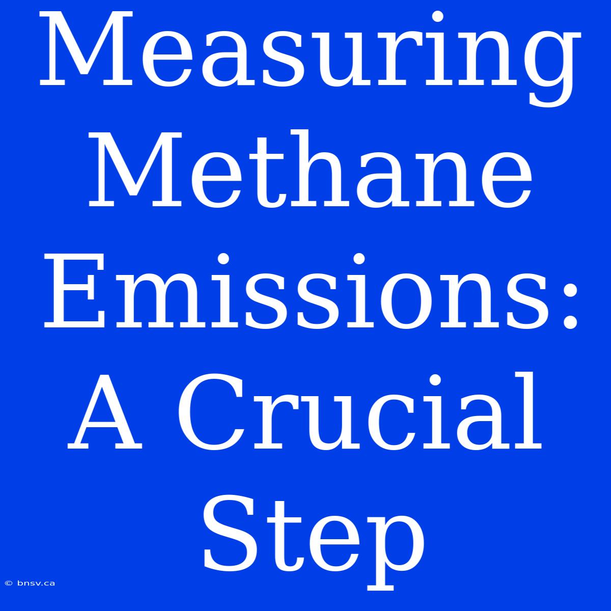 Measuring Methane Emissions: A Crucial Step