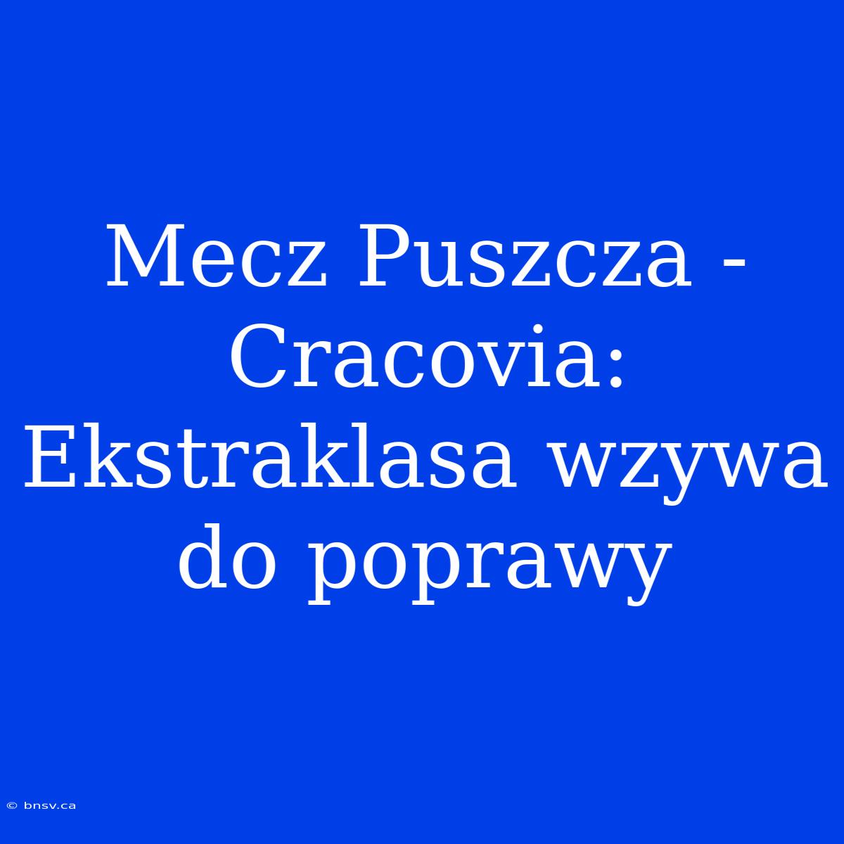 Mecz Puszcza - Cracovia: Ekstraklasa Wzywa Do Poprawy